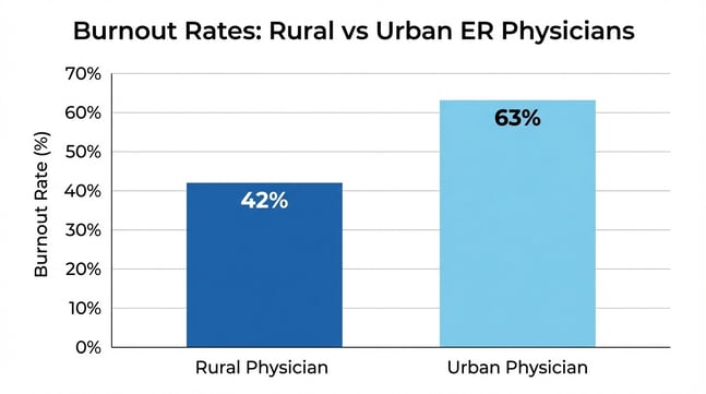 Rural vs Urban ER Physician Burnout rates.