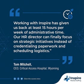 Inspire Medical Staffing gives back 15 hours a week of admin time.